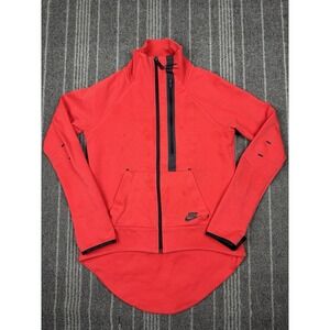 Nike Sweater Womans Small Red Tech Fleece Moto Cape Mock Neck‎ Jacket Running